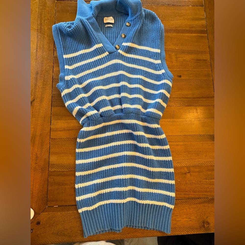 SAYLOR Blue and White Striped dress size S - Picture 2 of 4